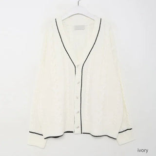 Cable knit unisex cardigan