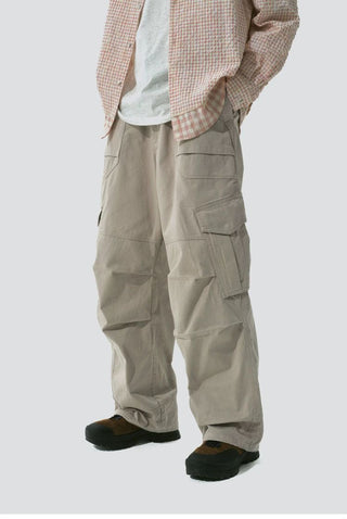 [Monterest] Grid Cotton Drawstring Paratrooper Pants