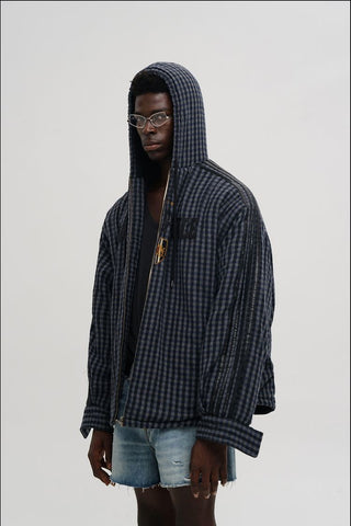 [MASONPRINCE] Embroidered Plaid Jacket
