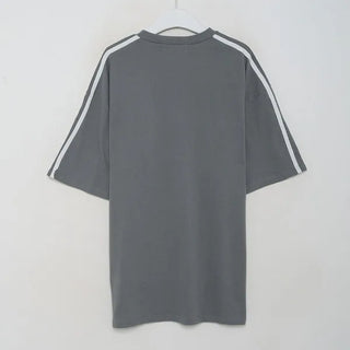 Double-line V-neck short-sleeved T-shirt