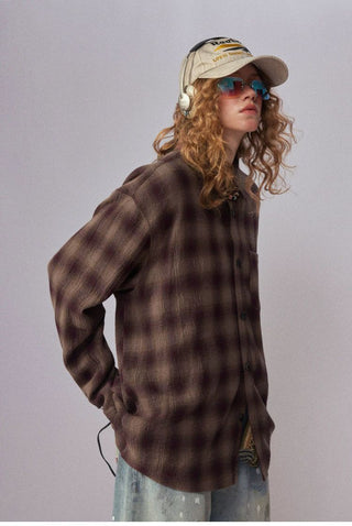 [Monterest] Oversized Yarn-Dyed Plaid Shirt