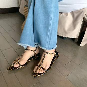 Pointed back strap sandals