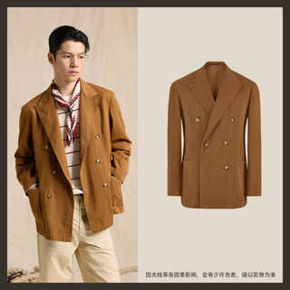 [CULTUM] Cotton Twill Double-Breasted Blazer