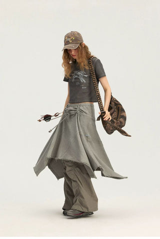 [Monterest] A-Line Patchwork Sweat Skirt