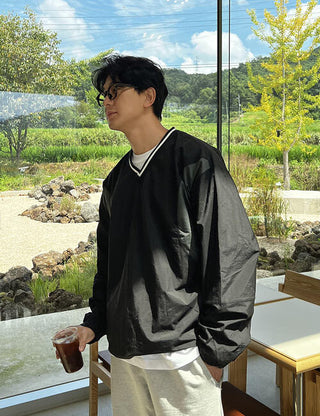 Marron Nylon V-neck Sweatshirt (3 colors)