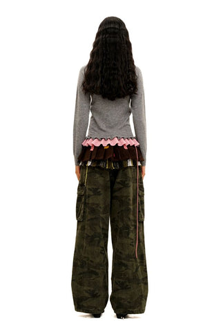 [Moromoro2] Boat Neck Ruffle Hem Wool  Sweater