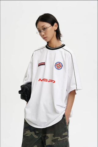 [MASONPRINCE] Reconstructed Patchwork Embroidered Tee