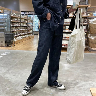 hake black denim pants