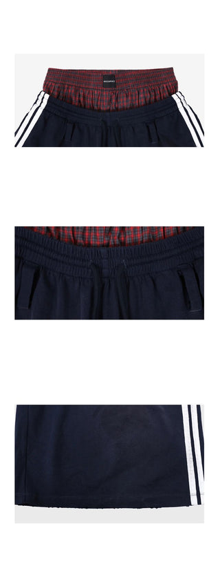 [MASONPRINCE] Side Stripe Wide Leg Bermuda Shorts