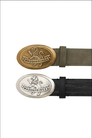 [MASONPRINCE] Cowhide Leather Lion Buckle Belt