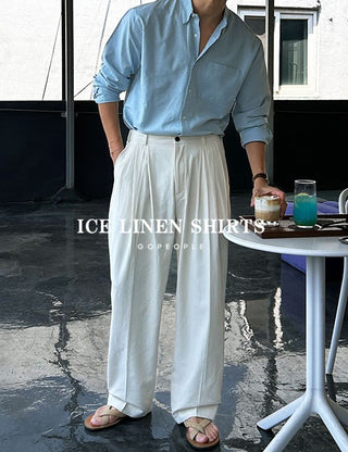 Ice linen washed shirt (Linen cotton)