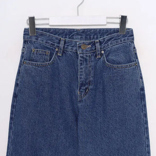 Straight-fold denim pants