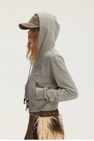 [Monterest] Speckled Hooded Zip-Up Sweatshirt
