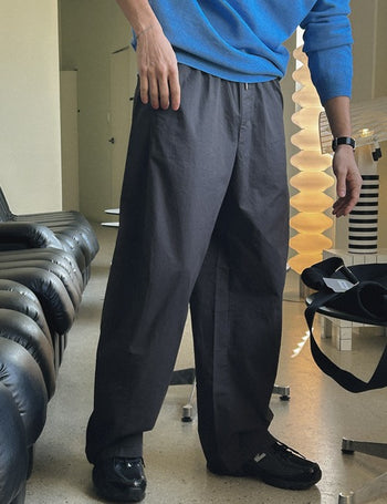 Light Cotton Curved Wide Elastic Waist Pants (4 colors, M~XL)