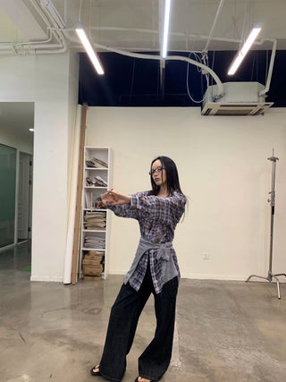 NEVERSEEZ Patchwork Plaid Shirt