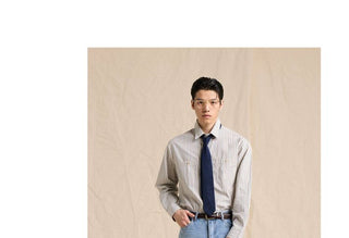 [CULTUM] Striped Pocket Work Shirt