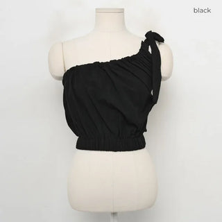 One-shoulder ribbon top