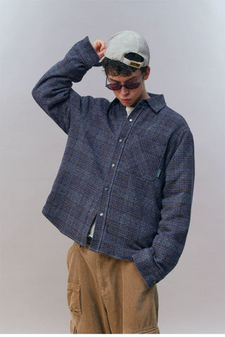 [Monterest] Quilted Padded Check Shirt Jacket