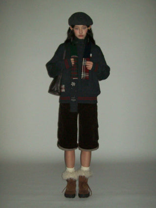 [Moromoro2] Rabbit Embroidered Contrast  Knit