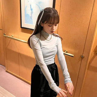 Colorful sheer turtleneck