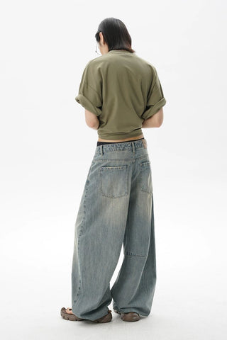 [MASONPRINCE] Washed Slub Denim Wide Leg Pants