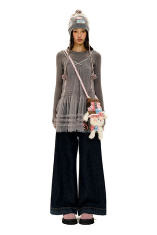 [Moromoro2] Lace Trim Slim Fit Long Sleeve Base  Tee