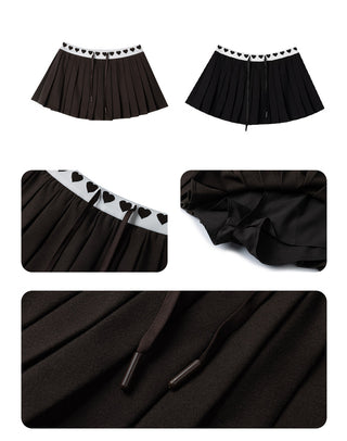 [NECY] Love Waistband Pleated Mini Skirt (2color)