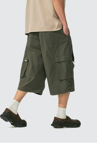 [Monterest] Washed Cotton Cropped Cargo Shorts