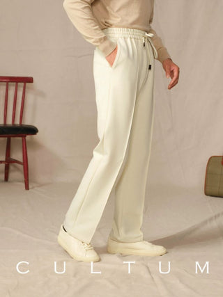 [CULTUM] Knitted Drawstring Straight Pants