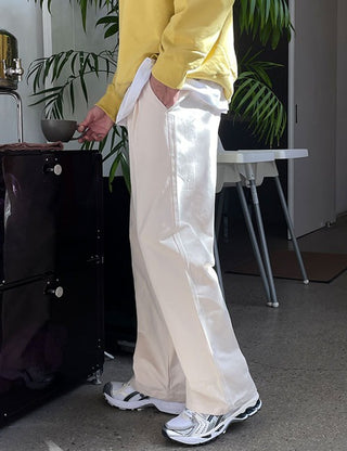 Label One-Pleat Elastic Cotton Pants (5 colors)