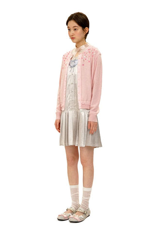 [Moromoro2] Sequin Flower Crew Neck  Cardigan