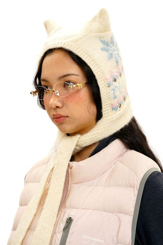 [Moromoro2] Fair Isle Mohair Cat Ear Hat