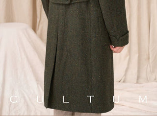 [CULTUM] Heavyweight Wool Herringbone Polo Coat