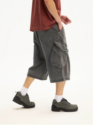 [Monterest] Washed Multi-Pocket 3D Cut Work Shorts
