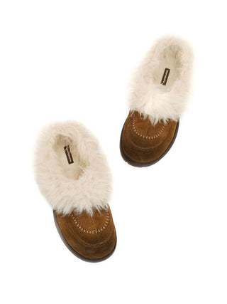 [Moromoro2] Suede Fur-Lined Platform Mules