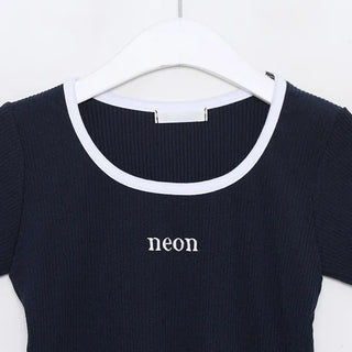 neon ribbed slim T-shirt