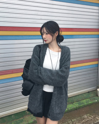Angora V-neck cardigan