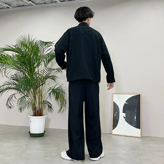 high waist pintuck wide slacks