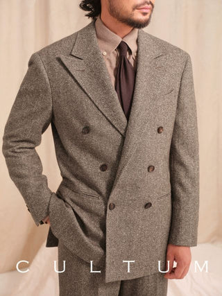 [CULTUM] Wool Blend Peak Lapel Suit Set