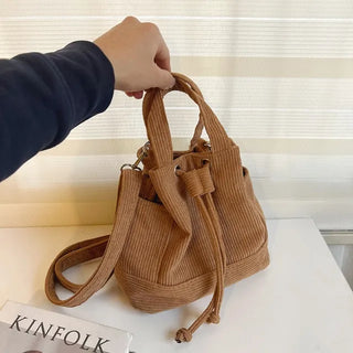 Corduroy Mini Bucket Bag, Bucket Cloth Eco Bag (6 colors)