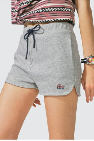 [Monterest] Drawstring Logo Embroidered Sweat Shorts