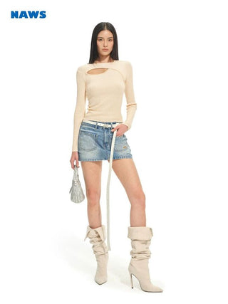 [NOTAWEAR] Cutout Ribbed Knit Top
