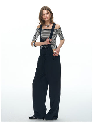 [NECY] Mono Stripe Lace Trimming Half T