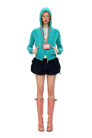 [Moromoro2] Handmade Patch Hooded Zip-Up  Cardigan