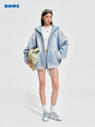 [NOTAWEAR] Sand Washed Hooded Zip-Up  Sweatshirt