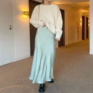 Satin long skirt