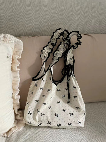 Sweet polka dot bow coquette bag