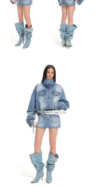 [NOTAWEAR] Washed Denim Cropped Jacket