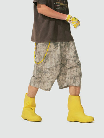 [Monterest] Washed Cotton Cropped Cargo Shorts