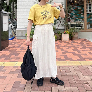 Side-shirred nylon skirt